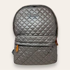 MZ Wallace City Backpack Silvery Golden Iridescent Zippered Quilt